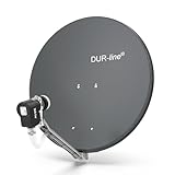 DUR-line 4 Teilnehmer Set - Qualitäts-Alu-Satelliten-Komplettanlage - Select 75cm/80cm Spiegel/Schüssel Anthrazit + Quad LNB - für 4 Receiver/TV [Neuste Technik, DVB-S2, 4K, 3D]