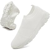 Herren-Turnschuhe, Slip-On-Sneaker, leicht, für Laufen, Fitness, Fitnessstudio, Sport, Joggen, Tennisschuhe, weiß, 40 2/3 EU