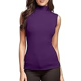 Ärmellose Weste mit Wasserfallkragen, schick, für Damen, Tanktop, sexy, lässig, Top, locker, einfarbig, All-Match, Bluse, klassisch, einfach, Keyhole Back T-Shirt, Bluse, 26 Lila, 46
