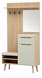 Furn.Design Garderobe in Pistazie matt und Scandi Eiche Kompaktgarderobe skandinavisch 110 x 197 cm, Isgard