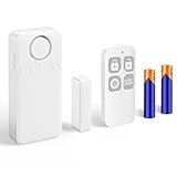Erdiegle Türalarm Fensteralarm mit Fernsteuerung, Tür/Fenstersensor mit Batterie , 135 dB Ton , 4 Alarm Modi, Fensterkontakt/Türkontakt Alarmanlage Haus (1 Pack)
