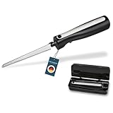 bmf-versand® Elektromesser für Fleisch Brot Gefriergut mit Edelstahl Doppelklingen inkl Box - Elektronisches Messer Kraftvolle 120 Watt Motor - Kabelgebunden Leise Spülmaschinengeeignet Schwarz