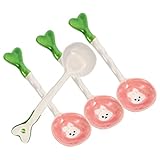 Amosfun 4 Stück Löffel aus Keramik Becher Presse Teetasse Ramen-Löffel Bauernlöffelablage spoon set kochlöffelset spoons set Porzellansuppenlöffel dekorativer Suppenlöffel Essenslöffel