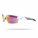 NAKED Optics Sports Sunglasses (Rush Halfframe White/Lens Red)