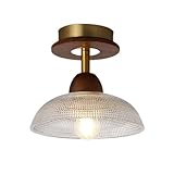 Deckenleuchte Wohnzimmerlampen Vintage-Deckenleuchte in der Nähe von Deckenleuchten, Glas-Deckenleuchte, Retro-Kuppel-Unterputz-Deckenleuchte, Nussbaum, kleiner Kronleuchter, Deckenbeleuchtung for den
