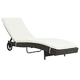 Xichuzi Sonnenliege mit Rollen und Auflage Poly Rattan Braun, Gartenliege, Liegestuhl, Sonnenstuhl, Sonneninsel Outdoor, Liegen, Gartenmöbel, Bäderliege, Relaxliege - 44453