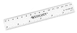 Westcott E-10180 00 Kunststofflineal, Skalierung, 15 cm, 6 Zoll, transparent