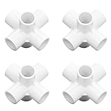 Headerbs 10 Stück 0,8 Zoll PVC-Verbindungsstücke, 6-Wege-Rohrverbindungsstücke mit 90-Grad-Winkel, PVC-Verbindungs-Eckbogen für -Regal, Garten, Unterstützung für Drucklose Gewächshausrohre (White)