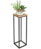 holz4home® Dekoständer aus massiv Eichenholz I Blumenständer Natur Geölt I Dekosäule mit Stahlrahmen I Fertig montiert und geölt (70 cm)