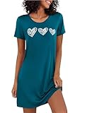 Marvmys Nachthemd Damen Kurzarm Schlafshirt Baumwolle Printed Sleepshirt Sommer T-Shirt Schlafhemd Frauen Nachtwäsche Schlafkleid