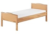 Seniorenbett Überlänge extra hoch Einzelbett Buche 100x200 Zubehör wählbar V-60.70-10-220Rollrost und Matratze inkl.