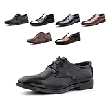 Derby Schuhe Herren Oxford Anzugschuhe Lederschuhe Business Schuhe Formale Brogues Schnürschuhe Klassischer Schnürhalbschuhe G/XZ702 Schwarz 45