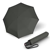 Knirps Regenschirm I.200 Medium Duomatic in Dunkelgrau mit Schirmtasche I kleiner Taschenschirm mit Drucktaste I Regenschirm automatisch & kompakt I Taschenregenschirm leicht & sturmfest