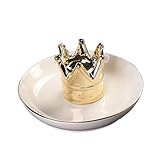 LIFKOME Keramik Schmuckschale Krone Schmuckhalter Elegant Schmuck Organizer Schmuckablage für Ringe Ohrringe Armbänder Deko Schmuckaufbewahrung Geschenk für Frauen Geburtstag Hochzeit
