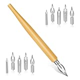 Mozeat Lens Federhalter und Halter Set mit 1 Federhalter 10 Federn Comic Stiftspitzen Set Kalligraphie Tauchstift Zeichenfeder Schönschreibfüller Schreibfeder Stifthalter Kalligrafie Set für Künstler