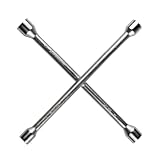 Dunlop Wagenkreuz – Kreuzschlüssel Auto passend für die Abmessungen 17–19–21–23 mm – Radkreuzschlüssel PKW – Radkreuz PKW – Auto-Werkzeug – Kreuzschlüsse für Felgen – 27 x 27 cm – Stahl – Silber