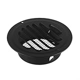 Fauhapyway 70–200 mm runde Lüftungsgitter-Abdeckung für Außenwand, Luftk mit feinem Netz-Design, für Küche, Badezimmer, Belüftung, schwarz (100 mm)