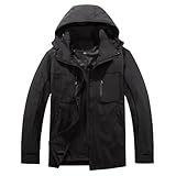 Ynport Crefreak Herren Outdoorjacke Winddicht Sport Jakcet Wasserdichte Paarjacke Kapuzenleichte Windjacke Mantel für Outdoor Wandern Trekking, Schwarz, L