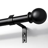 TRAROD Gardinenstange Schwarz 81-314cm, Vorhangstange Ausziehbar 16 mm Durchmesser, Metall Gardinenstange mit Kugelkopf Enden für Schlafzimmer, Wohnzimmer und Küchen, Schwarz Matt