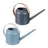 Relaxdays Gießkanne Zimmerpflanzen, 2er Set, 1,7 l, Kunststoff, Blumengießkanne für Zimmerpflanzen, Langer Hals, bunt