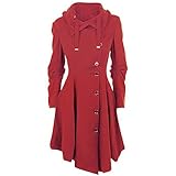 Generisch Wintermantel Damen Lang Wollmantel Warm Elegant Mantel Einfarbig Damen-Mäntel Mit Knöpfen Trenchcoat Winddicht Kapuzenjacke Langarm Winterjacke Dicke Vintage Jacke Winter Jacken Mit Kaputze