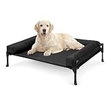 Veehoo Hundeliege Outdoor Mittelgroße Hunde, Kühlendes Erhöhtes Hundebett mit abnehmbarem Bloster, Hundeliege Abwaschbar Hunde Reisebett, Schwarz 89 x 56 x 18cm