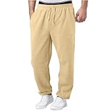 Herren-Sweatpants, Baggy-Style, Gerades Bein, Elastischer Bund, Kordelzug, Weites Bein, Taschen, Lockere Sporthose (Aprikose,3XL)