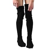Winter Warme Socke Bein Abdeckung Hause Knie Socken Dicke Wolle Hosen Beinlinge Mode Weiche Stretch Socke Gaslampe Strumpf (Black, One Size)