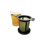 Finum BREWING BASKET (M) - Dauerfilter für Tee & Kaffee, Tee Permanent Filter, Tassen- & Becherfilter, Gewürzfilter, Kräutersieb, BPA-frei, rostfreies Edelstahlgewebe, Sieb Geschmacksneutral -Schwarz
