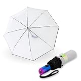 Knirps Regenschirm I.200 Medium Duomatic Transparent Rainbow I mittelgroßer Taschenschirm für Rucksäcke I Regenschirm automatisch mit Drucktaste I Taschenregenschirm leicht & sturmfest