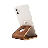 Smartify® Handyhalter aus Walnussholz Handy Halterung für iPhone, Samsung, iPad, Kindle - Holz Handy Ständer und Tablet Halterung - Handyhalterung für Bett und Büro - Stilvoller Handyständer Holz