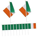 ROMISBABA 12 Stück Handzeichen Flagge 14x21cm – Langlebiges Lebendige Farben Geeignet für Paraden Partys Fahrzeuge St Patrick'S Day