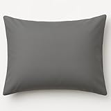 Lyra Linens 1 Paar Kissenbezüge, 50 x 75 cm, einfarbig, pflegeleicht, Perkal-Baumwoll-Polyester-Mischgewebe, weich und langlebig, Kissenbezüge mit Hotelverschluss, maschinenwaschbar (Grau)
