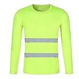 Sicherheitshemden Herren Hi-Viz T Shirt Rundhals Schnelltrocknend Arbeitskleidung Reflektierendes Band Hohe Hemden Sichtbarkeit Sicherheitsmantel Leicht Atmungsaktiv Langarm T-Shirt