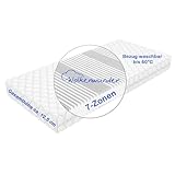 Wolkenwunder Wellflex Multi 7-Zonen-Schaum-Matratze I Bezug waschbar I hygienisch I pflegeleicht (mittel, 90 x 200 cm - 12,5 cm)