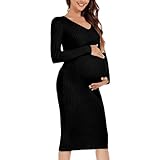 Generisch Damen Umstandskleid Langarm Strickkleid Umstandsmode Elegant Schwangerschaftskleid Stillen Kleid Lange ärmel Kleid Langarm Abendkleid Pulloverkleid Lässige Stillen Umstandskleid