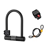 Helilyco U-förmiges Fahrradschloss für Fahrrad und Roller, 18,3 x 12,8 x 2,7 cm, für robuste Stahllegierung mit Silikonabdeckung, 4-stelliges Zahlenkombinations-Kennwortschloss, für Radrahmenclip und