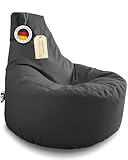PATCH HOME Gamer Kissen & Lounge Sitzsack – befüllbar mit Reißverschluss, gefüllt mit Styropor, geeignet für In- & Outdoor. Perfekt als Gaming Sessel Sitzkissen (Anthrazit, Ø 65cm x Höhe 70cm Junior)