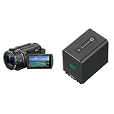 Sony FDR-AX43A 4K Kompakt-Camcorder (Ultra HD (UHD), Balanced Optical SteadyShot, 20x optischer Zoom, schwenkbarer Bildschirm), schwarz & NP-FV70A2 Li-Ion Camcorder-Akku