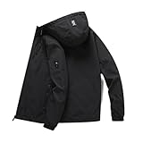 BOLENN Casual Jacke Herren Langarm Stehkragen Einfarbig Sport Jacke Herren Urban Jugend All-Match Übergangsjacke Herren Frühling Herbst Dünnschliff Licht Jacke Herren D-Black XXL