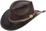 Scippis Fitzroy Lederhut Herren Damen – Westernhut aus Rindsleder mit geflochtenem Hutband – formbare Krempe – Cowboyhut – Outdoor & Festival – Vintage-Look (DE/NL/SE/PL, Alphanumerisch, L, Braun)