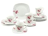 CreaTable, mehrfatbig, 20193, Serie Amelie AIKO, 18-teiliges Geschirrset, Kaffeeservice aus Porzellan, spülmaschinen-und mikrowellengeeignet, Qualitätsproduktion, Mehrfarbig