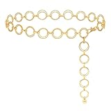 Spetsbst Taillenkette Verstellbarer, Kettengürtel Damen Gürtel Mode Taillengürtel, Metall Taillenkettengürtel Bundkette für Kleider Jeans (Ring-Gold)
