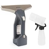 Beldray Akku-Fenstersauger+ – Handheld & wiederaufladbar, streifenfreie Reinigung, Spiegel- und Glasreinigung, 100 ml Abnehmbarer Wassertank, inklusive Sprühflasche und Wischpad, Titan, BEL01985VDE