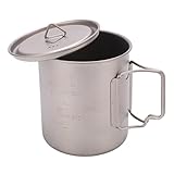 Serlium Outdoor-Wasserbecher aus Titan, 750 ml, ultraleichter Wasserbecher mit Klappgriffen, tragbarer Camping-Wasserbecher aus Titan