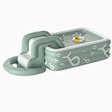 Großer Swimmingpool aufblasbarer Swimmingpool verdickter zusammenklappbarer Heimpool für Kleinkinder Kinder Babys Familien Erwachsene im Freien eingebaute Rutsche Planschbecken(Blue,A-1.8CM)