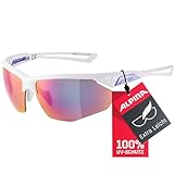 ALPINA NYLOS HR - Verspiegelte und Bruchsichere Sport- & Fahrradbrille Mit 100% UV-Schutz Für Erwachsene, white-purple gloss, One Size