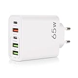 YIIFELL USB C Ladegerät, 65W 5-Port USB C Ladegerät mit Intelligent QC 3.0 Schnellladegerät Mehrfach Ladestecker USB Netzteil für iPhone 15 14 13 12 11 Pro Max SE 2020 XS XR 8 7, Samsung, Handys