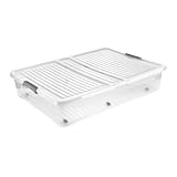 keeeper Unterbettbox mit Deckel, 77 x 58 x 16 cm, 53 L, Aufbewahrungsbox, leo, Transparent