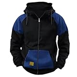 Generisch Kapuzenjacke Herren Retro, Herren Sweatjacke Mit Kapuze Ohne Reißverschluss Trainingsjacke Abzippbarer College Jacke Atmungsaktive Freizeitjacke Bequeme Hemdjacke Business Herbstmantel